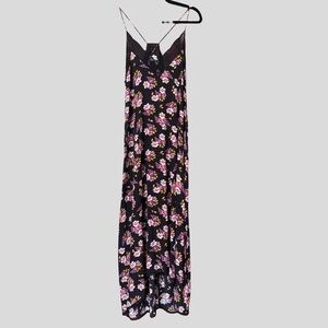 Zadig & Voltaire Risty Peonies Black Floral Silk Slip Dress in Size Large